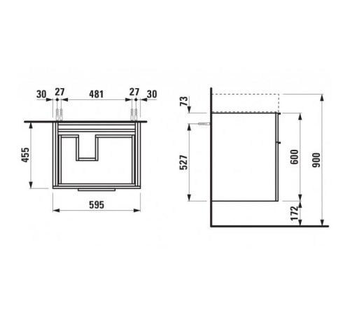 Комплект тумба и раковина Laufen Kartell 60х46х73 см 2 ящика с сифоном оранжевый глянцевый 4.0755.2.033.635.1 / 8.1033.4.000.112.1