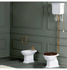 Унитаз напольный SIMAS Lante 38.5х58 см выпуск в пол высокий бачок золото белый LA01bi/LA06bi/R01oro