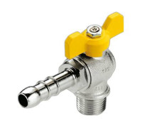 Кран угловой для газа Tiemme 1/2х13 мм со штуцером и ручкой-бабочкой 2220004