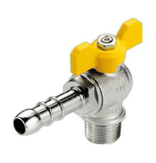 Кран угловой для газа Tiemme 1/2х13 мм со штуцером и ручкой-бабочкой 2220004
