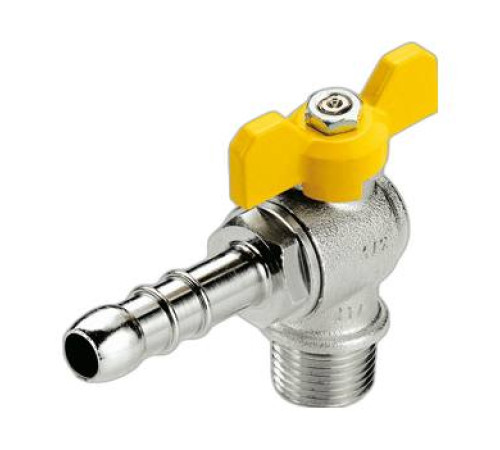 Кран угловой для газа Tiemme 1/2х13 мм со штуцером и ручкой-бабочкой 2220004