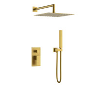 Душевой комплект встраиваемый Boheme Qubic со смесителем и верхним душем bronze 474-3-BR