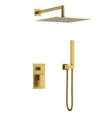 Душевой комплект встраиваемый Boheme Qubic со смесителем и верхним душем bronze 474-3-BR