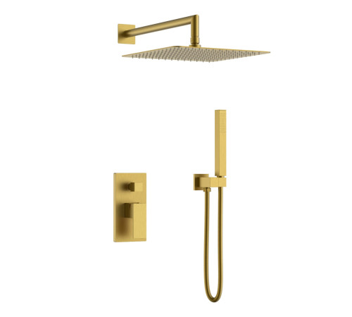 Душевой комплект встраиваемый Boheme Qubic со смесителем и верхним душем bronze 474-3-BR