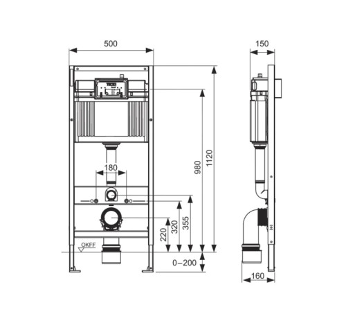 Комплект инсталляции TECE TECEbase 3.0 с панелью TECEnow белый глянцевый N500413