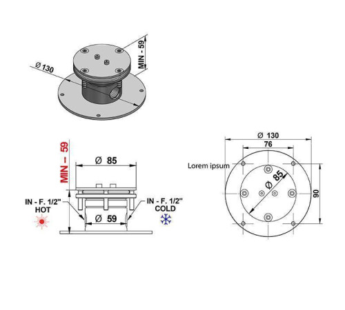 Смеситель напольный Bongio Line излив 212 мм розовое золото 67534OA0DPREU