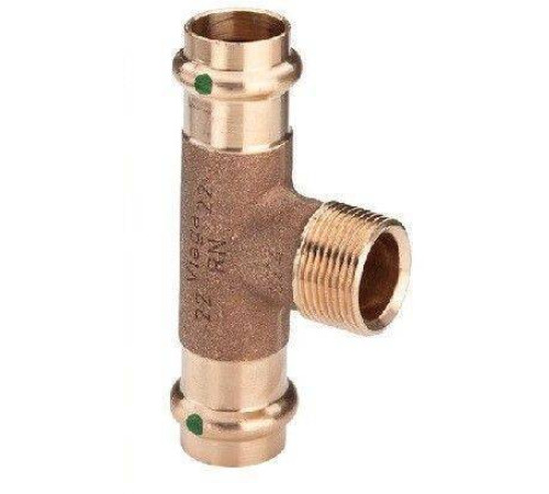 Тройник Viega Sanpress с SC-Contur бронза 22 x 3/4 x 22 мм наружная резьба 194123