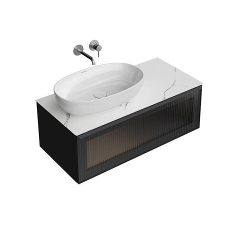 Тумба подвесная Kerama Marazzi ICONICO 100 см 1 ящик с рифленым стеклом черный IC.100.1\BLK / CO5.SG50008220R\100