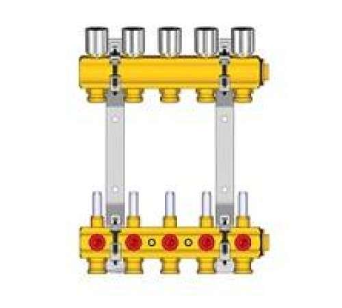 Комплект коллекторов Giacomini R553KY 1 на 5 выходов 3/4 EK с расходомерами R553KY065