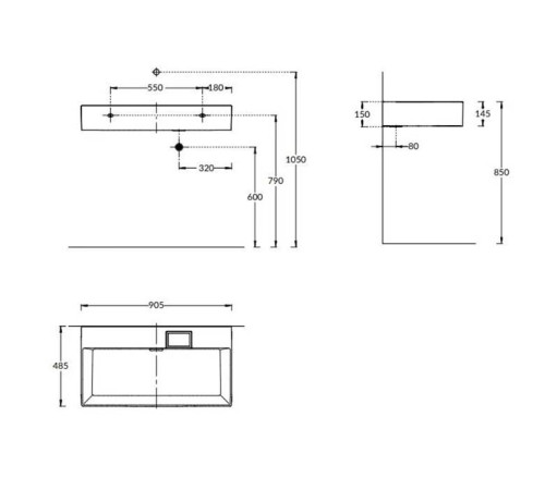 Раковина подвесная Kerama Marazzi Logica 90х48 см без отверстия белый глянец LO.wb.90.0