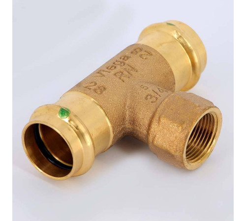 Тройник пресс-В Viega Sanpress 28х3/4х28 бронза 313968