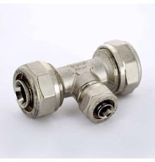 Тройник обжимной никелированный Uni-Fitt 26х16х26 мм 666N8680