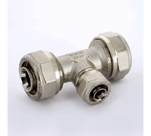 Тройник обжимной никелированный Uni-Fitt 26х16х26 мм 666N8680