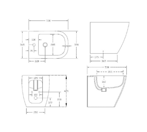 Биде напольное Artceram Faster 37х53 см белое FSB002 01 00 bi