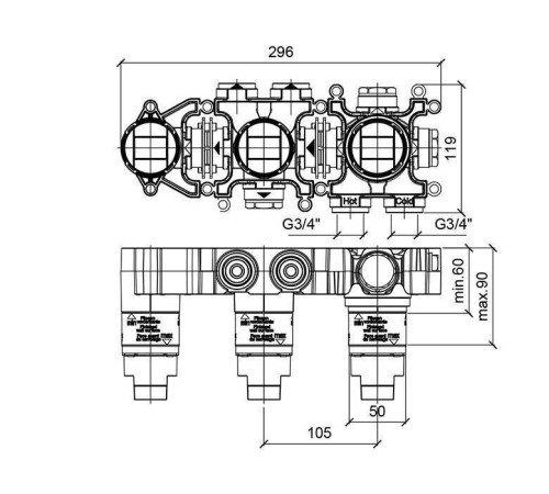 Встраиваемая часть термостата Almar Modular 3 положения для душа E176904