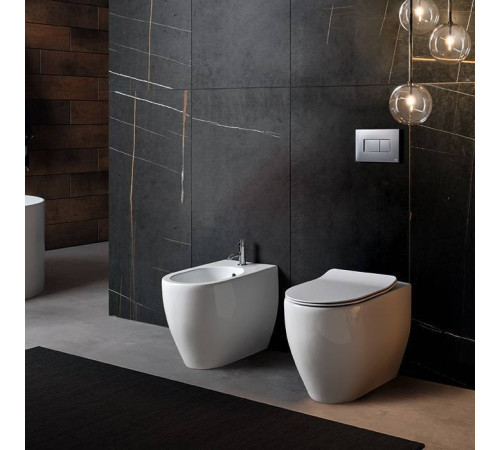 Биде напольное приставное Kerasan Flo 53 см 1 отверстие белое 312601