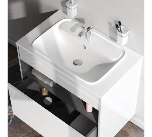 База под раковину AM.PM Func 80 см с нишей и 1 ящиком белый глянец M8FFUX0801WG