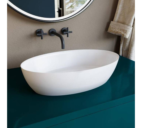 Раковина накладная Salini Alda 58х35х15 см S-Stone без отверстия белый матовый 110621M