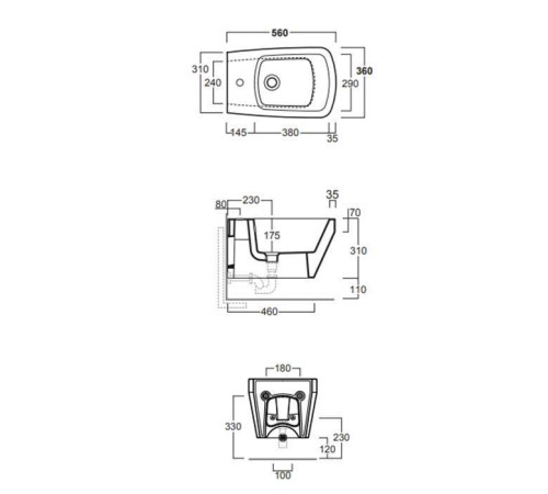 Биде подвесное SIMAS Baden Baden 56х36 см белый матовый BB19bi matt