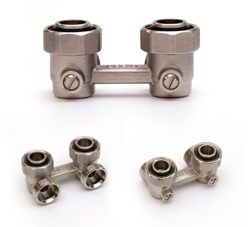 Узел нижнего подключения Rifar угловой сдвоенный 3/4 x 3/4 R.Ad.L01