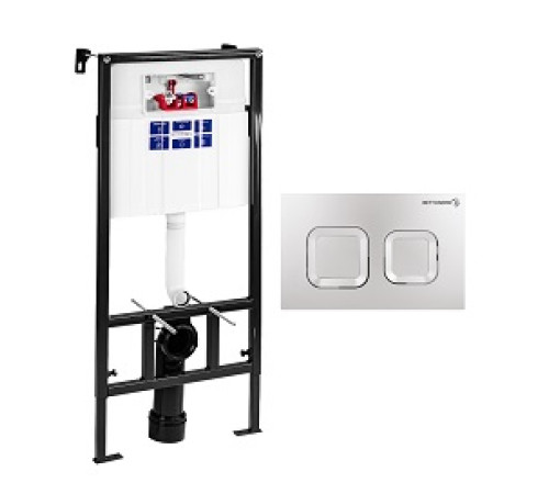 Комплект инсталляции Sava Fix Slim с клавишей смыва белый глянец квадратная SET40006470