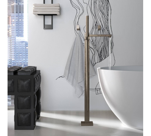 Смеситель напольный Bongio Line излив 212 мм розовое золото 67534OA0DPREU