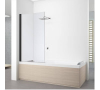 Шторка на ванну Novellini Young 85х151.6 см стекло прозрачное черный матовый Y21V85-1H