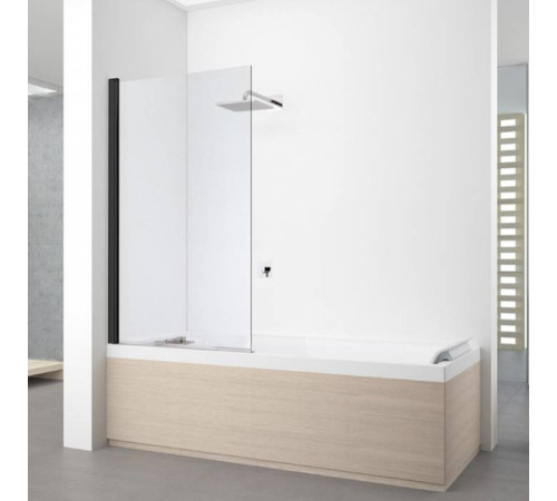 Шторка на ванну Novellini Young 85х151.6 см стекло прозрачное черный матовый Y21V85-1H