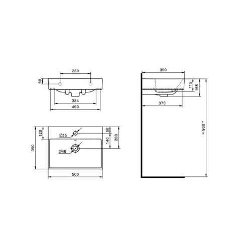 Раковина подвесная Roca Oleta 50х39 см 1 отверстие белая 7.3274.C.300.Y