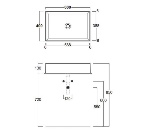 Раковина накладная Simas Agile 60х40 см без отверстий без перелива белая AG60 bi