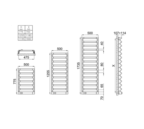 Полотенцесушитель электрический Irsap Step_E 500x775 мм 250 Вт 7 плоских трубок с термостатом хром SEP050T50IR01NNN
