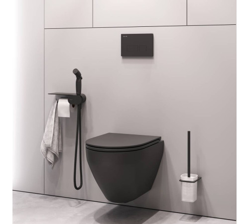 Комплект подвесной унитаз AM.PM FlashClean с гигиеническим душем черный CK70H1103B