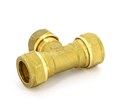 Тройник обжимной латунный Tiemme 18х15х18 мм 1100104