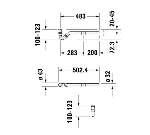 Сифон для биде Duravit 1 1/4 с удлиненной спускной трубой хром 0050270000
