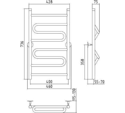 Полотенцесушитель водяной Стилье Универсал-51 46x73.6 см 00651-8040