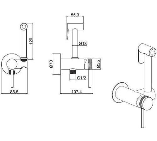 Гигиенический душ со смесителем Allen Brau Priority с внутренней частью никель брашированный 5.31A29-BN