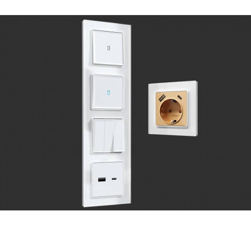 Рамка на 2 поста Ambrella Volt Platos Стекло натуральное AF380102