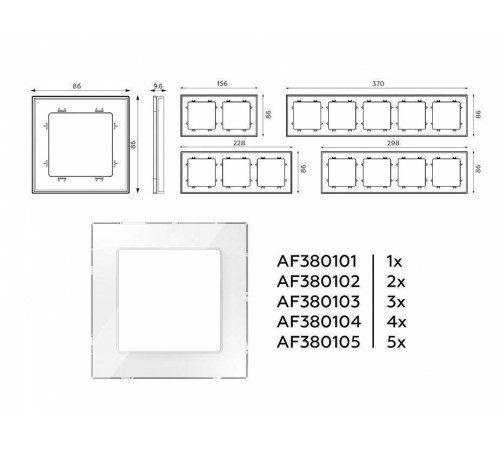 Рамка на 2 поста Ambrella Volt Platos Стекло натуральное AF380102