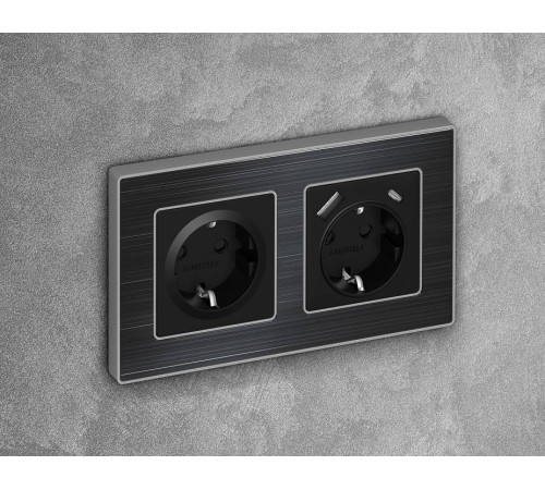 Накладка для розетки с заземлением и со шторками Ambrella Volt Quant AP8070