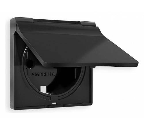 Накладка для розетки влагозащищенной с заземлением и со шторками с крышкой Ambrella Volt Quant AP8080