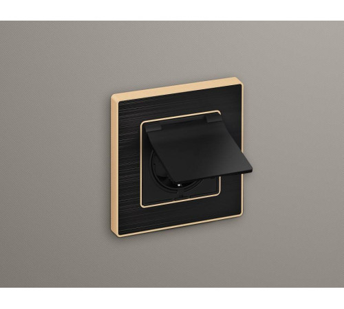 Накладка для розетки влагозащищенной с заземлением и со шторками с крышкой Ambrella Volt Quant AP8080