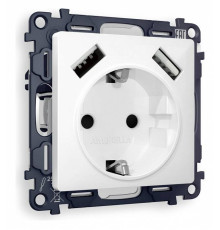 Розетка с заземлением и со шторкой и 2хUSB type A, без рамки Ambrella Volt Quant MA109010