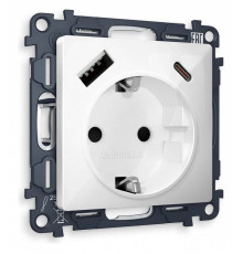 Розетка с заземлением и 2хUSB type A и C, без рамки Ambrella Volt Quant MA110010