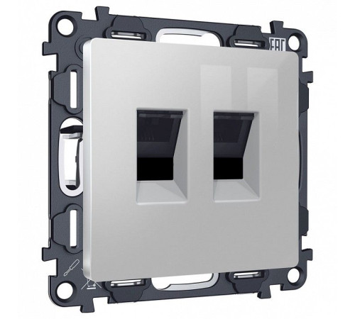 Розетка двойная Ethernet RJ-45 и со шторками, без рамки Ambrella Volt ALFA MA412110