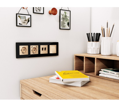 Розетка двойная Ethernet RJ-45 и со шторками, без рамки Ambrella Volt ALFA MA612110