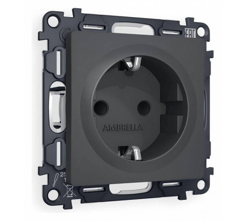 Розетка с заземлением и со шторкой, без рамки Ambrella Volt Quant MA907010