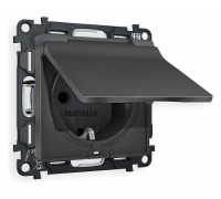 Розетка с заземлением и со шторкой, без рамки с крышкой Ambrella Volt Quant MA908010