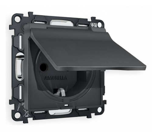 Розетка с заземлением и со шторкой, без рамки с крышкой Ambrella Volt Quant MA908010