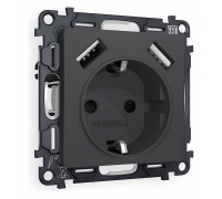 Розетка с заземлением и со шторкой и 2хUSB type A, без рамки Ambrella Volt Quant MA909010