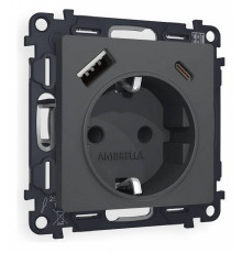 Розетка с заземлением и 2хUSB type A и C, без рамки Ambrella Volt Quant MA910010